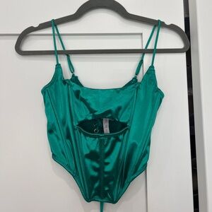 Urban outfitters green satin corset